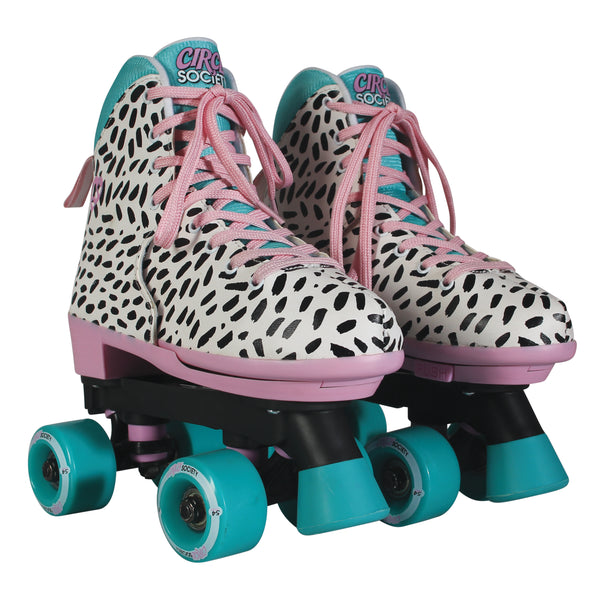 Circle Society Girls' Retro Leopard Quad Roller Skates