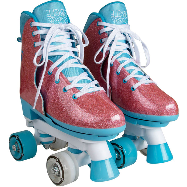 Circle Society Girls' Bling Pink Quad Roller Skates – Playwheels