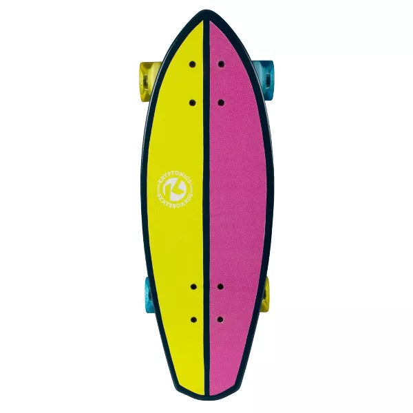 Kryptonics 23" Mini Fat Cruiser Board - Yellow/Pink “The Bell”